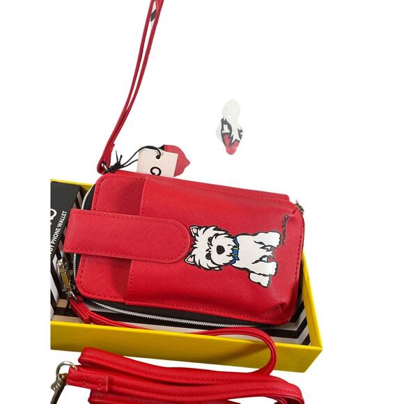 MARC TETRO PHONE CROSSBODY WRISTLET WESTIE RED WHITE TERRIER KAWAII COMES W BOX - Picture 6 of 16